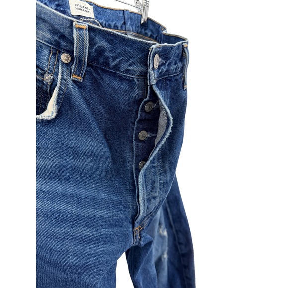 Citizens of Humanity Medium Wash Distressed Barrel Wide Leg Horseshoe Jeans 29 - Picture 4 of 12